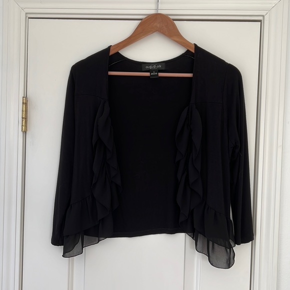august silk Sweaters - 3/4 Sleeve - Ruffled Cardigan